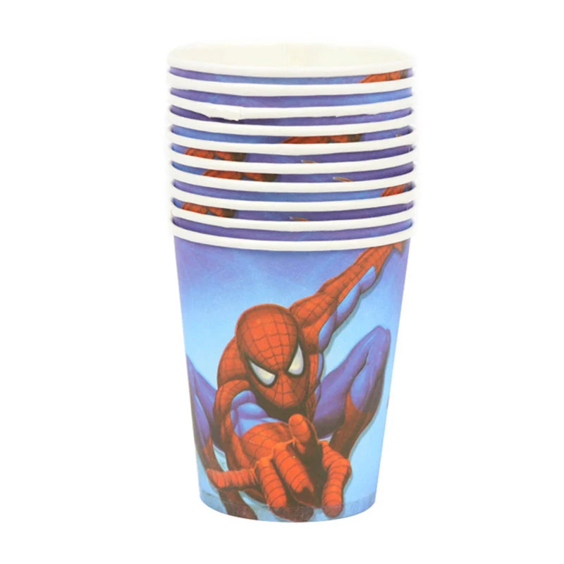 10pcs cups На тему Человека-паука День Рождения Декор бумажная салфетка под тарелку кружку баннер/Флаг одноразовые партии набор посуды Детские принадлежности для детской вечеринки - Цвет: 10pcs cups