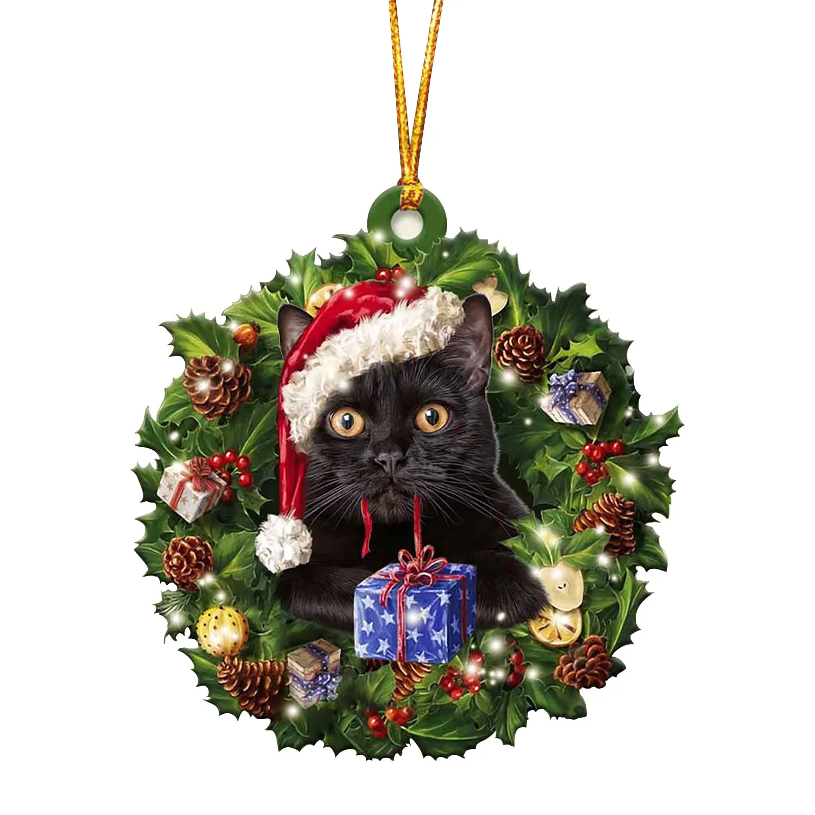 2022 Новогодняя кавайная кошка подвесная дверь из смолы Рождественская елка