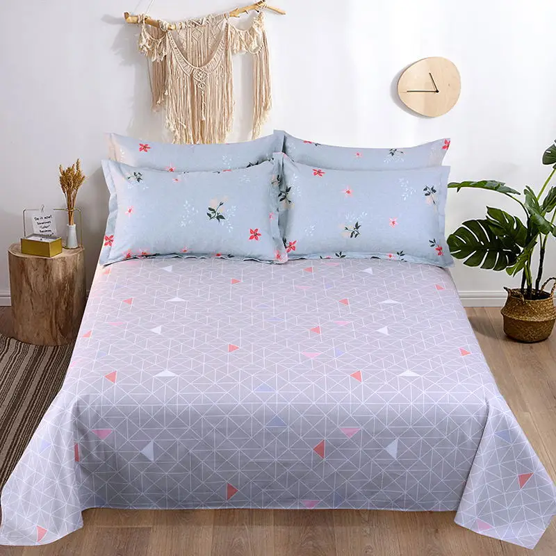 Девочка Розовая Хлопковая Большая Эластичная Простыни Маленькие Свежие Голубые Цветы Печатные 1 шт. Красивые Мягкие Простые Не скользящие