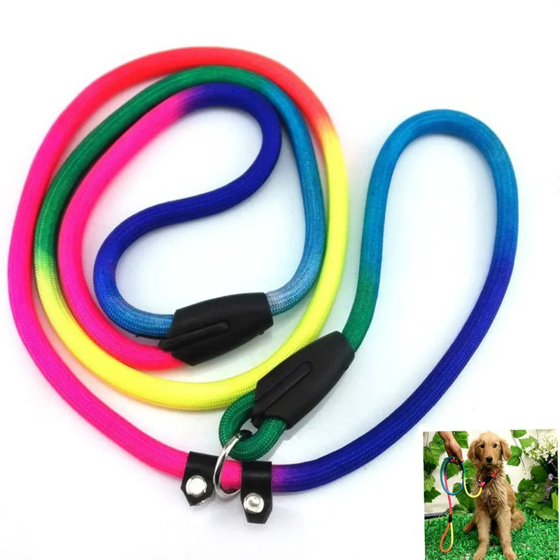 

Rainbow Pet Dog Nylon Rope Training Leash Slip Lead Strap Adjustable Traction Collar