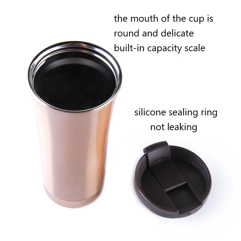 

500ml Double-layer Stainless Steel Vacuum Cup Portable Insulation Flip Buckle Water Cup With Lid Home Handheld Coffee Thermoses