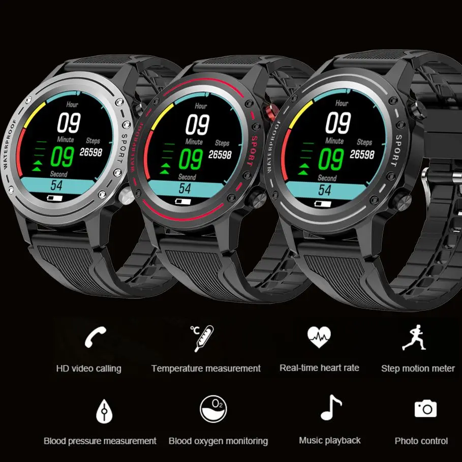 

Мужские Смарт-часы 2021, многофункциональные умные часы с синими зубьями, вызовом, датчиком температуры, женские Смарт-часы, фитнес-трекер для...