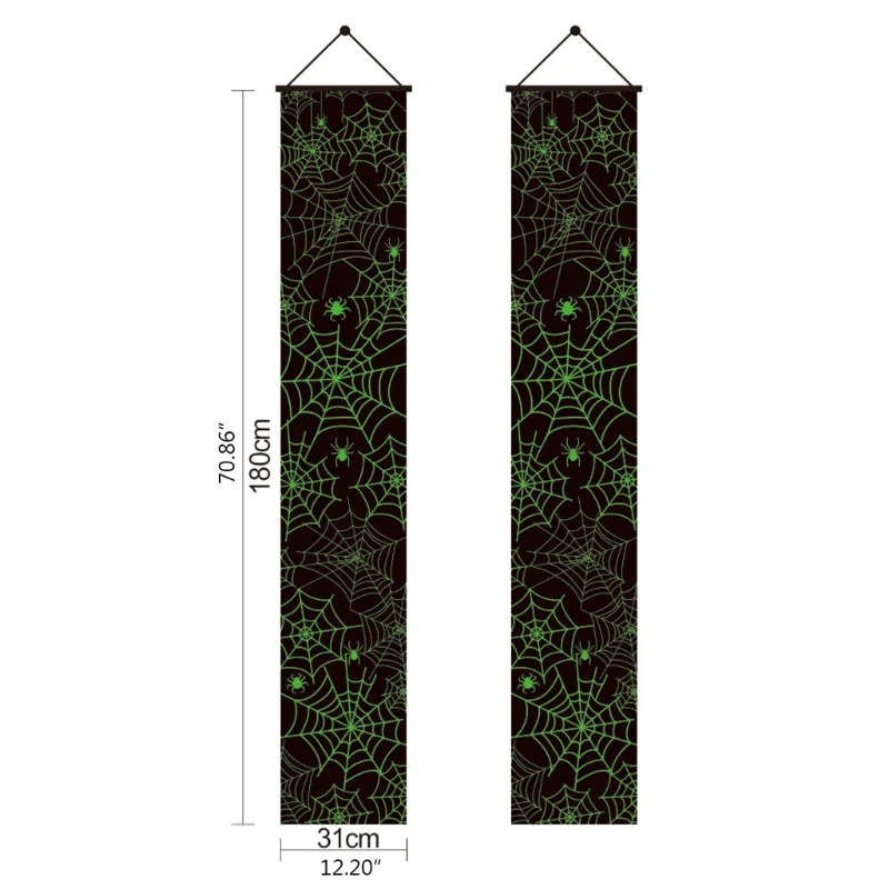 Halloween Decorations Luminous Spider Web Front Porch Signs Glow in the Dark Banner Couplet for Door Outdoor Yard Garden | Дом и сад