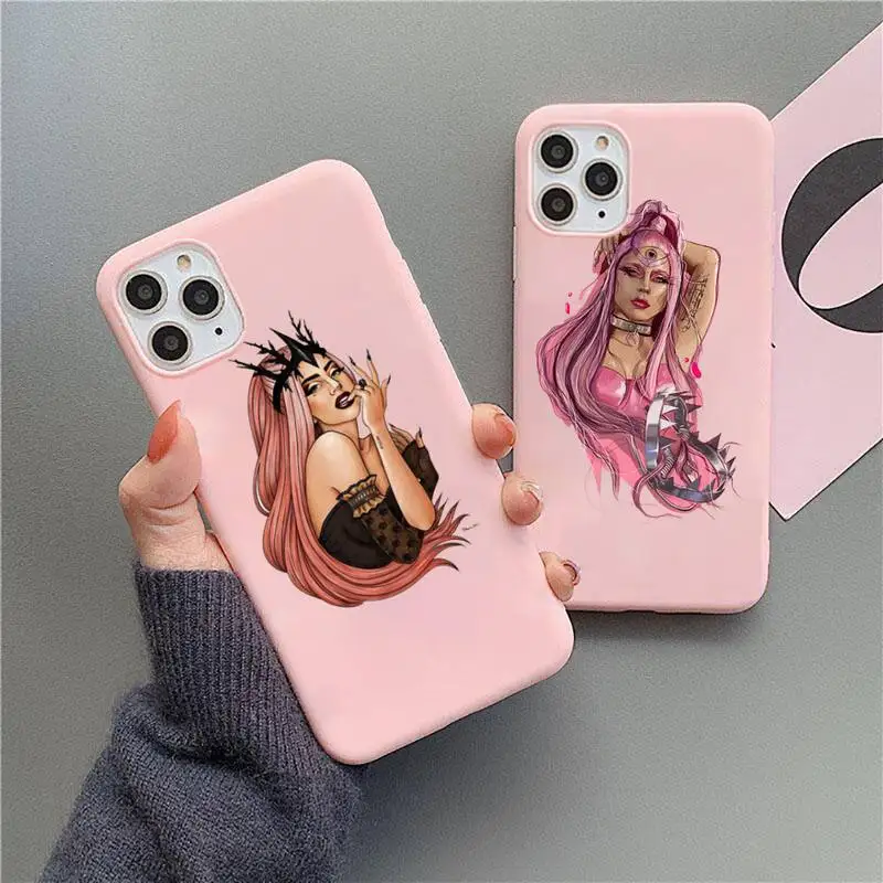 

cartoon lady gaga chromatica Phone Case Candy Color for iPhone 11 12 mini pro XS MAX 8 7 6 6S Plus X 5S SE 2020 XR