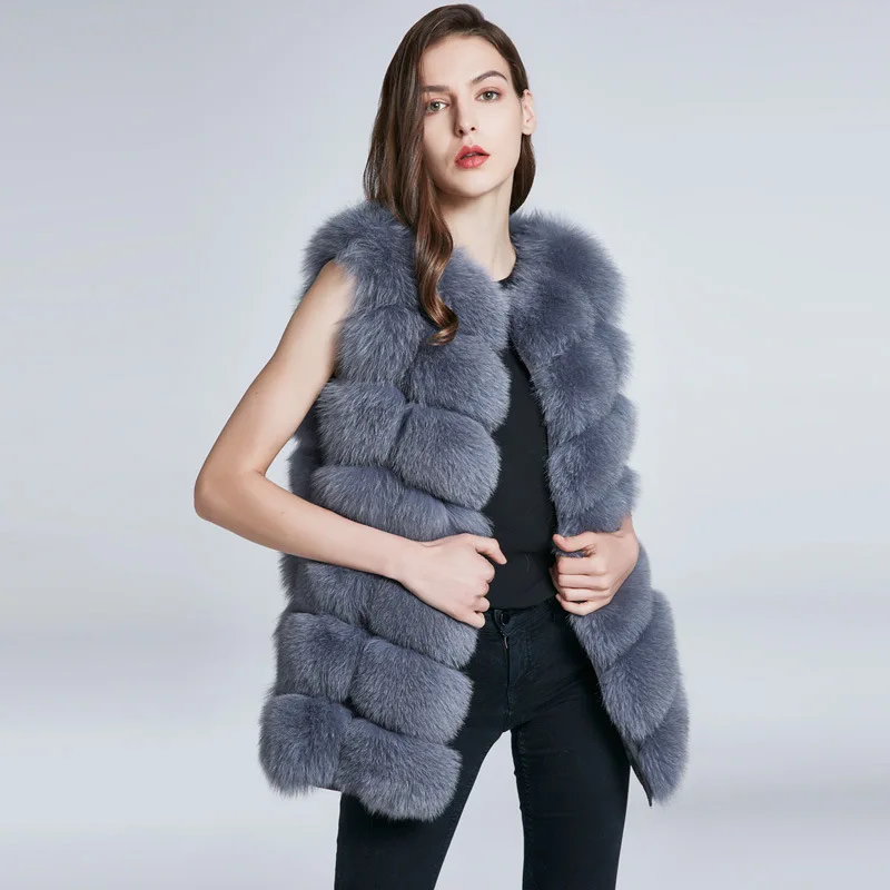 2021 New Real Natural Whole Fur Square Fox Vest Women's Long Slim Slim Fox Vest enlarge