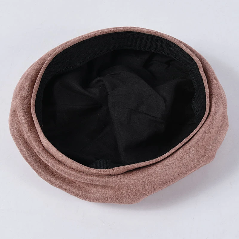 Новинка 2020 милый беретик с ушками замшевая шапка s однотонная Студенческая