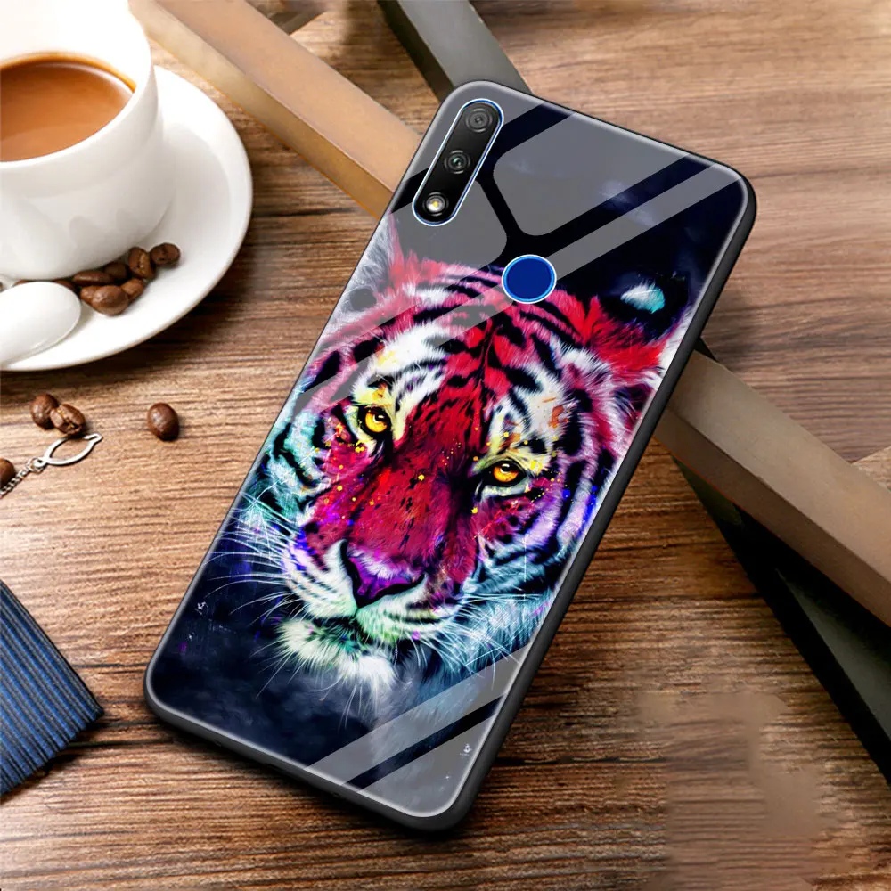 

Lion,Wolf, Tiger, Leopard Phone Case Cover for Honor 8X 9X Pro 10 20 30 Lite Plus Luxury Tempered Glass Soft Edge Shell Funda