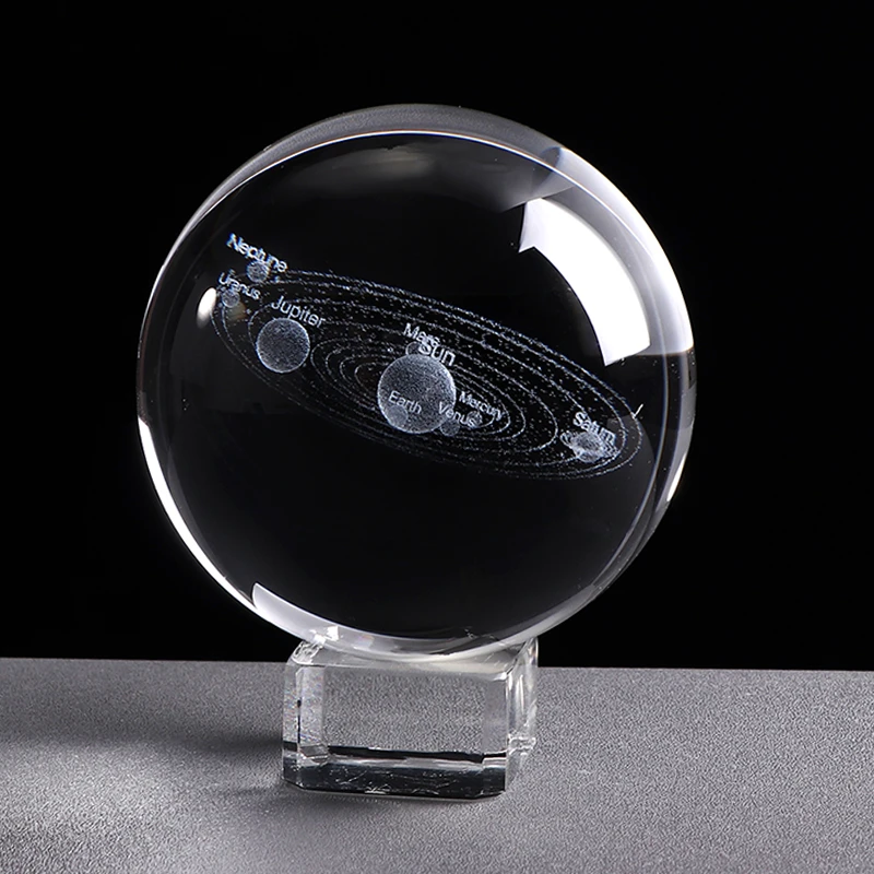

6cm Solar System Glass Ball Decoration 3D Miniature Planets Model Sphere Crystal Ball Glass Globe Ornament Table Decor Christmas