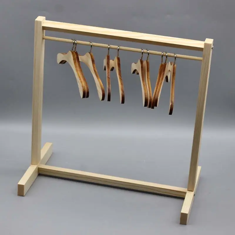 

Doll Wooden Clothes Rack Garment Organizer Hangers for Dolls Handbag Clothes Hats Scarf Holder Doll Accessories
