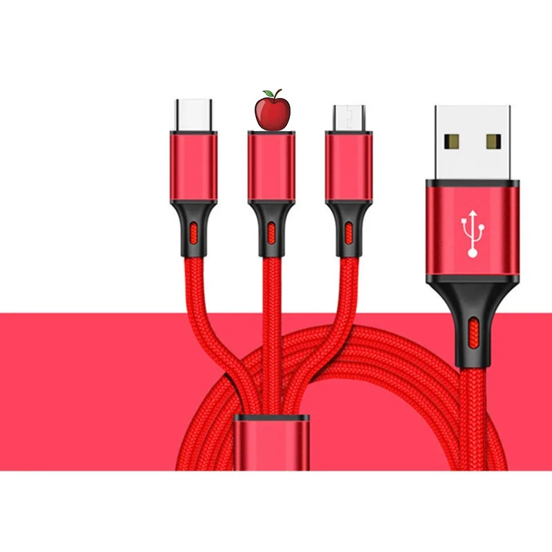 USB 3 в 1 кабель для зарядки для iPhone 6 3.0A кабель для быстрой зарядки Ssb tipo c для телефона Android кабель usbc кабель usb