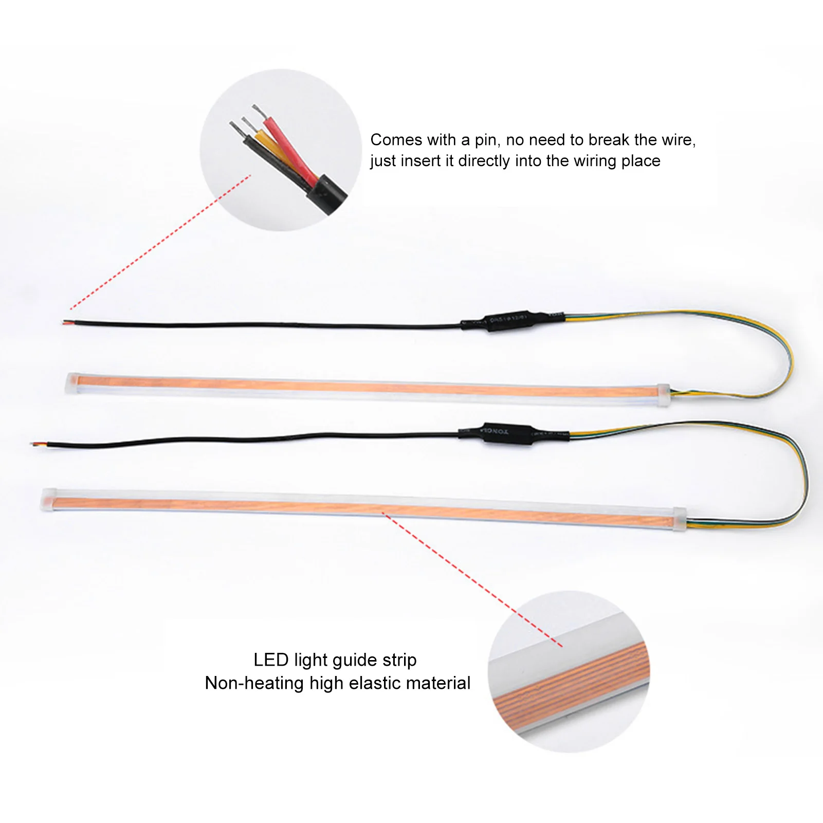 

60cm LED Car Headlight Flexible Daytime Running Light Turn Signal Bulb Ultra-thin Light Guide Color Streamer Car Decoration Hot