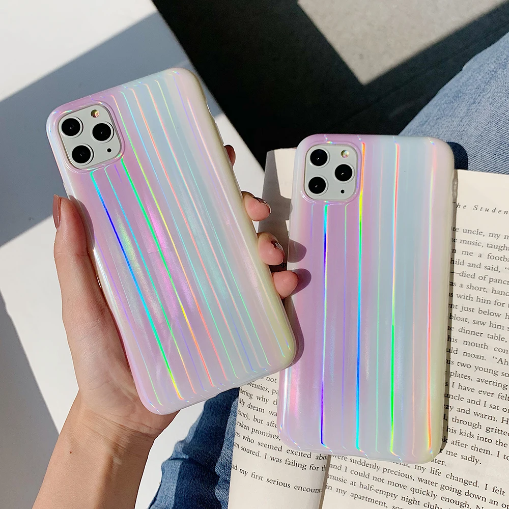 LOVECOM Laser Aurora голографический чехол для телефона iPhone 11 Pro Max XR X XS 7 8 Plus SE 2020 мягкий IMD