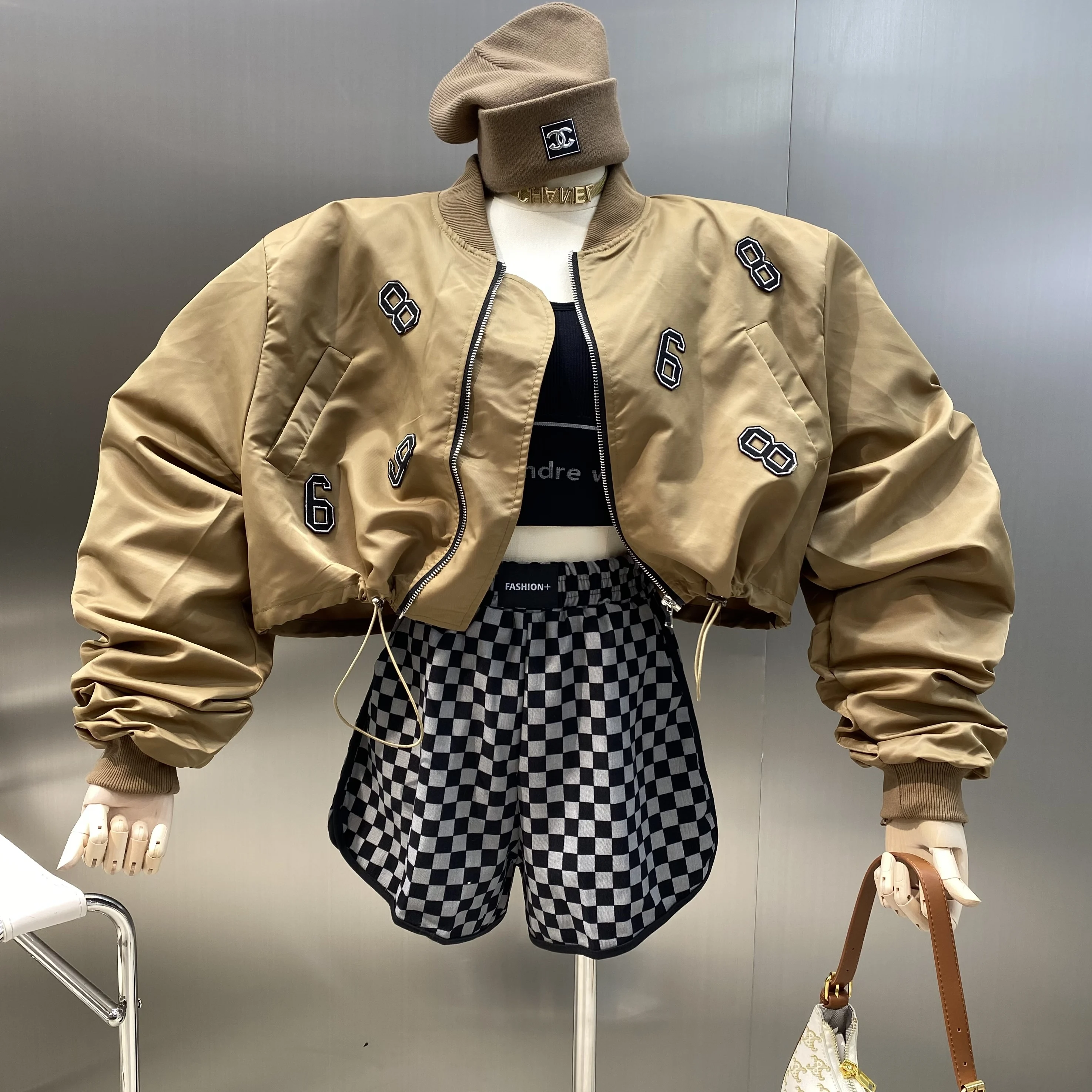 

Новинка 2021, персонализированное цифровое женское универсальное короткое пальто в иностранном стиле с нашивкой на спине и рукавом летучая м...