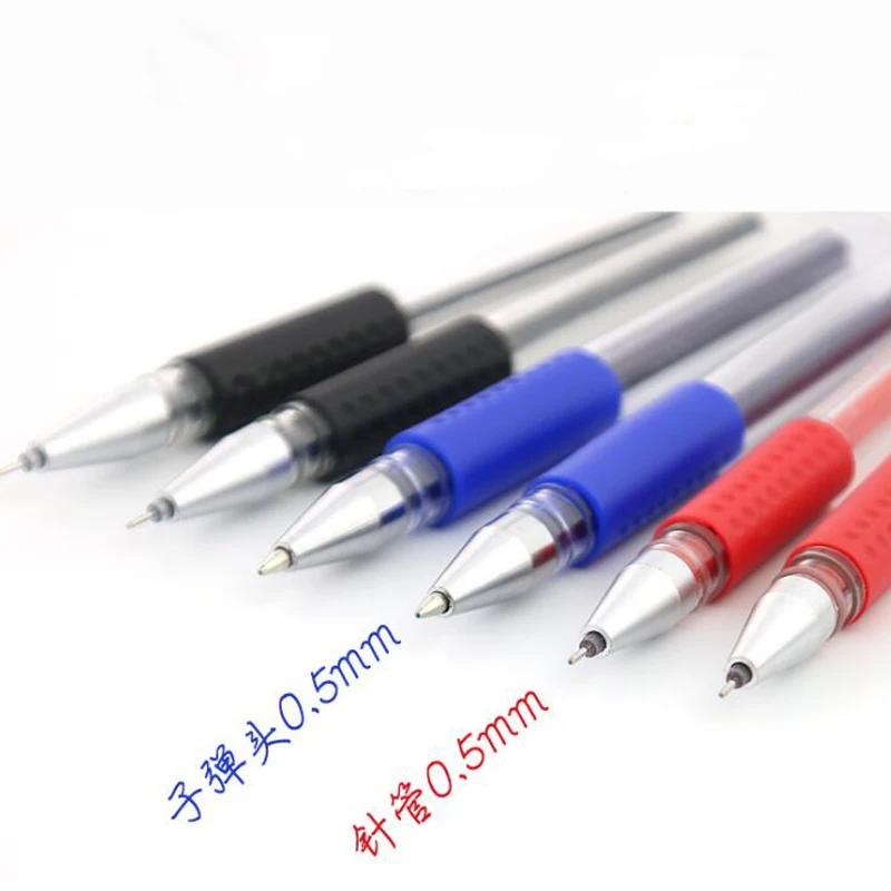 

High Quality 10 black blue red gel ink pen new plastic Business Office School Supplies Writing