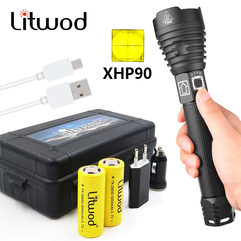 Litwod супер мощный Xlamp XHP70.2 XHP90 светодиодный вспышка светильник Мощный тактический