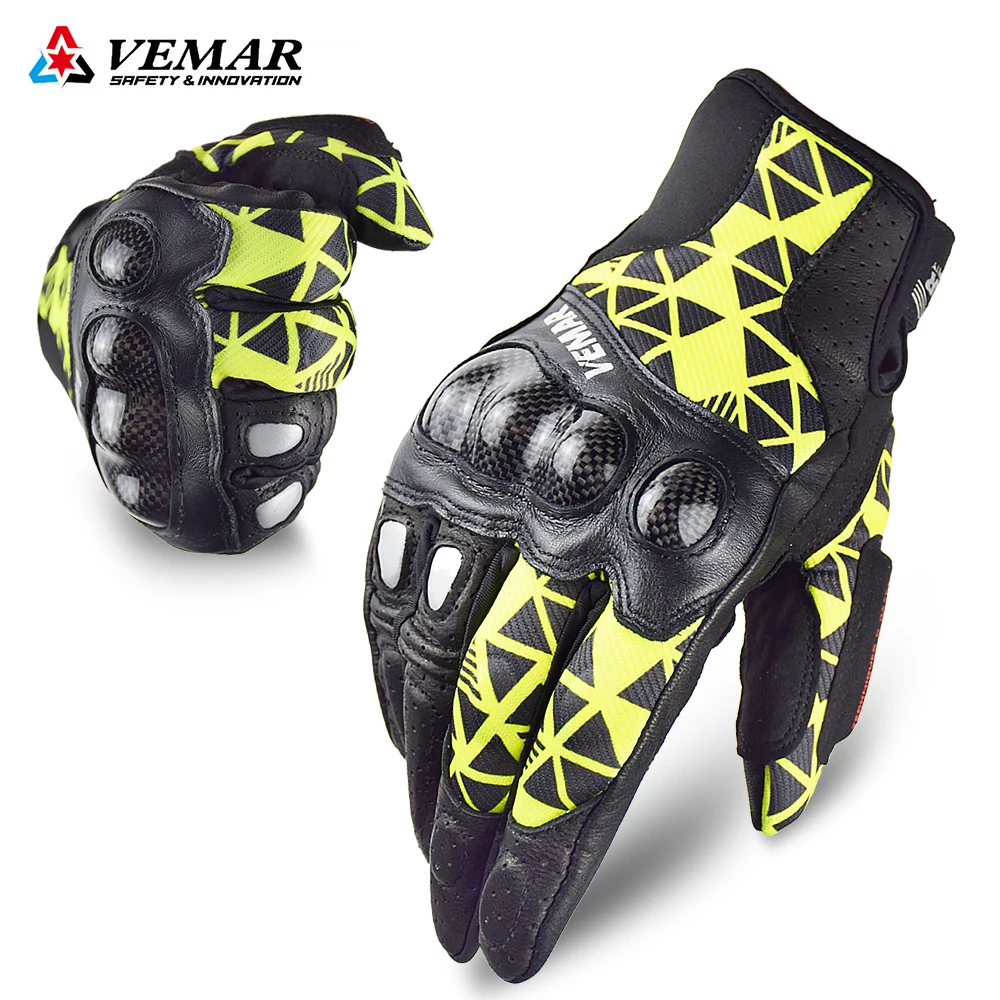 Мотоциклетные Перчатки VEMAR мужские кожаные дышащие перчатки для мотогонок