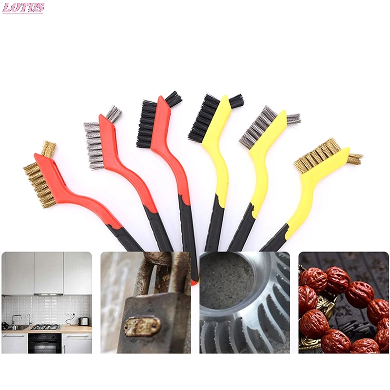 

3pcs Mini Double-end Steel Plastic Wire Brush Nylon Cleaning Kit Car Cleaning To