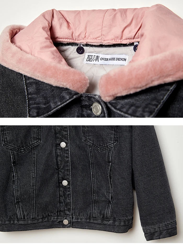 Женская джинсовая куртка с начесом LEIJIJEANS, теплая стильная куртка с розовым капюшоном, новая молодежная модель 9226R большого размера на зиму