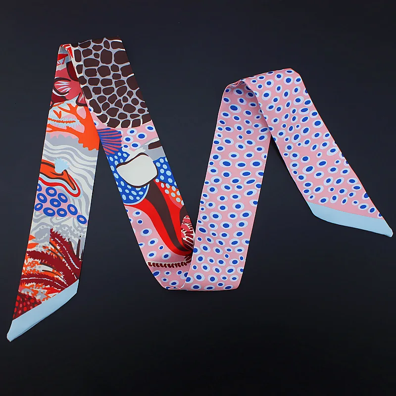 Женский Узкий Шелковый шарф повязка на голову с изображением деревни морского