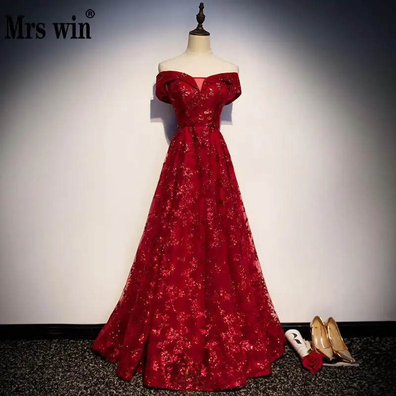 Mrs Win торжественное вечернее платье 2019 для выпускного вечера элегантное с вырезом