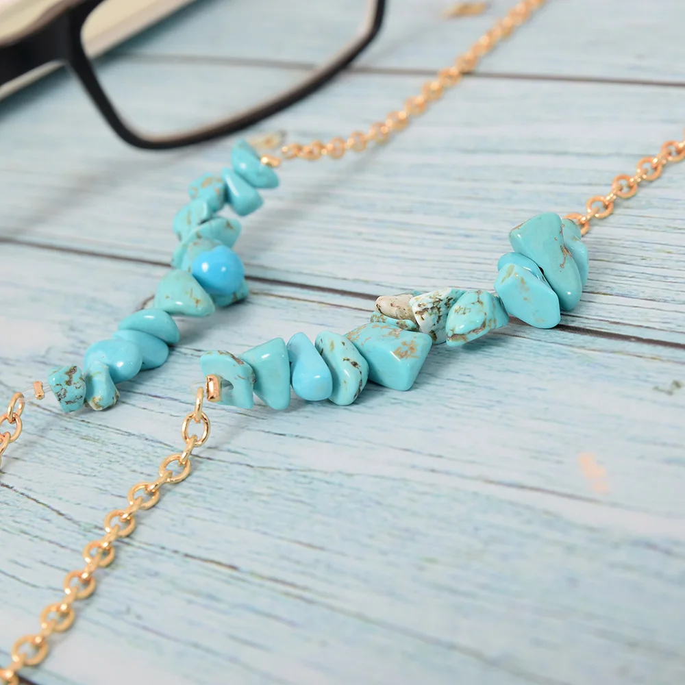 1 шт. новинка натуральное бирюзовое искусственное золото шнурок для очков