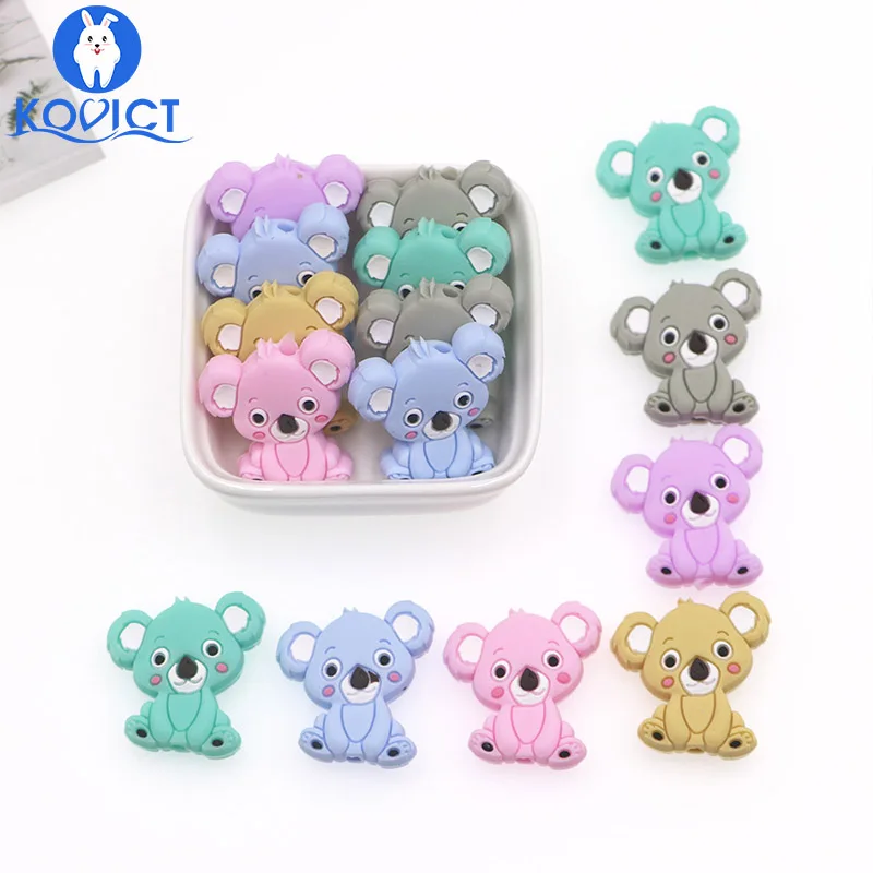 kovict 10pcs Koala Silicone Beads Rodents Baby Teether Food Grade Pearls Pacifier Pendant Products | Мать и ребенок