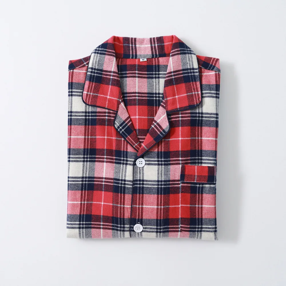 

Autumn Winter Couple Pyjama Set 100% Cotton Pajamas Women Men Plaid Long Sleeve Pijamas Casual Sleepwear Plus Size Home Clothes