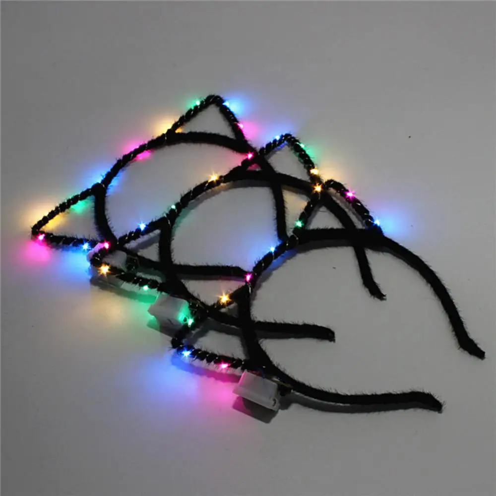 

LED Headband Lovely Cat Ear Hair Hoop Flashing Blinking Colorful Kids Adult Party Festival Hairband Christmas Hair Accessories