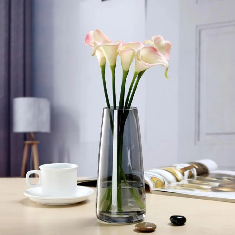 Прозрачные стеклянные вазы в скандинавском стиле украшение для гостиной и стола