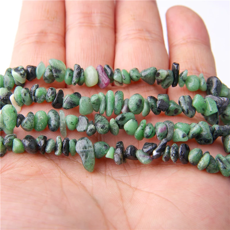 Бусины из натурального зеленого драгоценного камня неправильные для