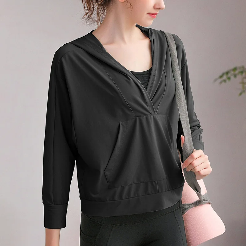 Толстовка для тренировок и бега женщин одежда спортзала карманы повседневный