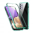 Магнитный чехол-книжка для samsung galaxy a 32, a32, 360, 4g, 2021, с полным покрытием, с поворотом на 5g , металлический бампер, двустороннее закаленное стекло