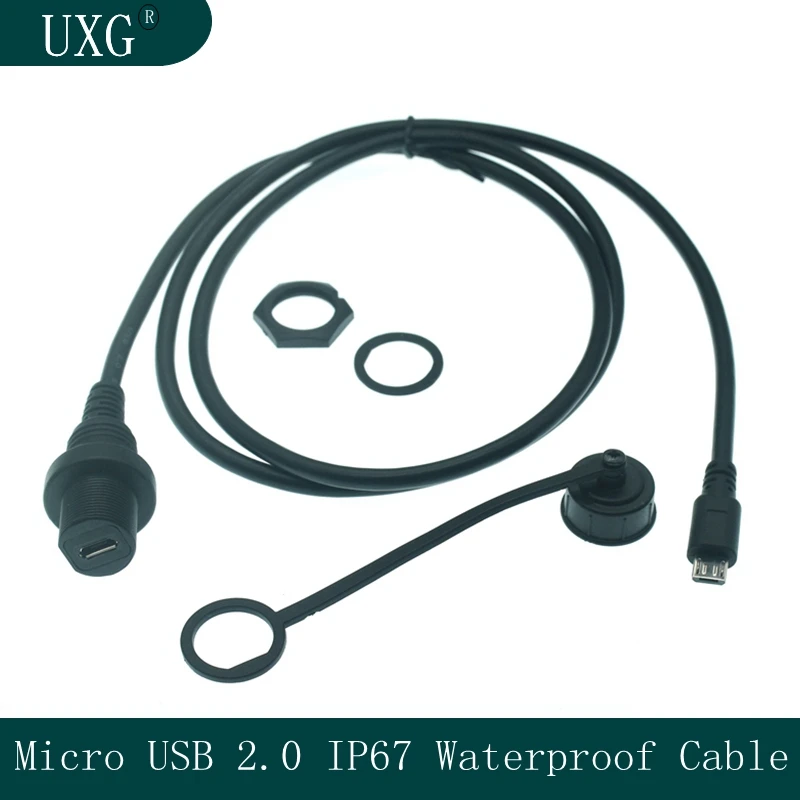 Водонепроницаемый кабель 30 см Micro USB 2 0 IP67 5 контактный разъем IP 67 Панельное