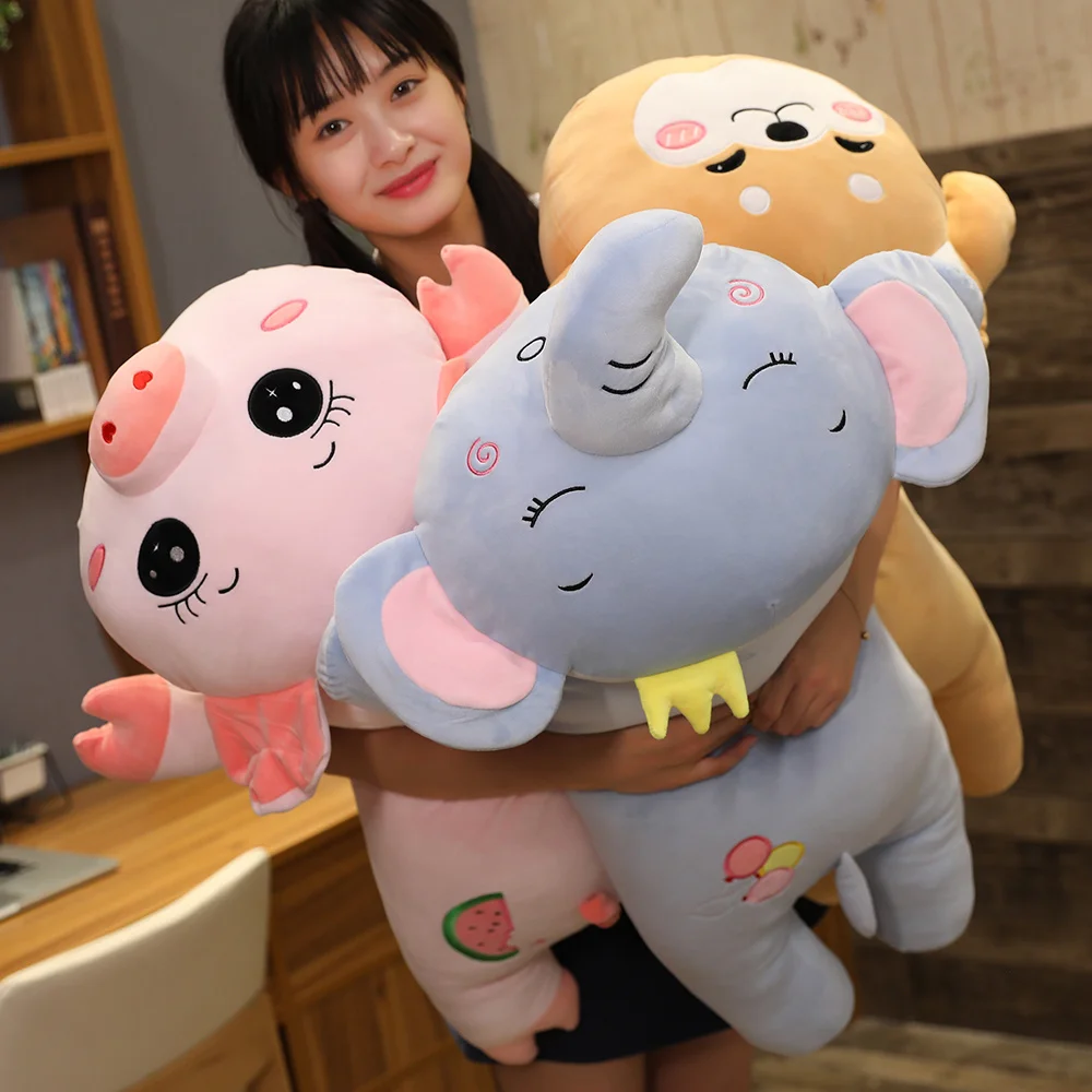 

80-120cm big size animals stuffed plush pillow elephant shiba inu pink pig koala plush toy soft plush cushion kids children gift