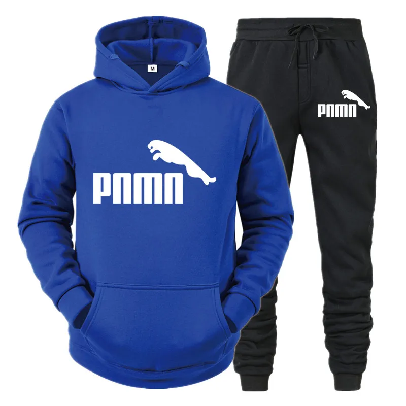 

Men's pnmn brand printed Hoodie + trousers set, boutique club fitness sweatshirt, leisure fashion and breathable pullover