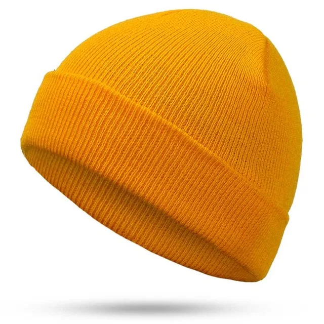 Earth Yellow Повседневная зимняя повседневная шапка в стиле хип-хоп шапочки для мужчин и женщин, вязаные шапки, лыжная шапка, теплая шапка Skullies Gorros - Цвет: Earth Yellow