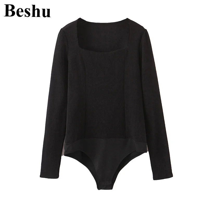 Za 2020 модные боди для женщин черный хлопок квадратный воротник на пуговицах