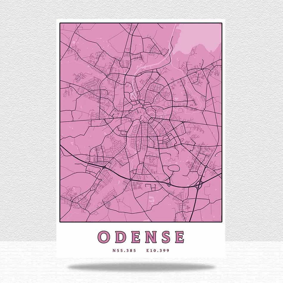 Дания альборг Орхус Копенгаген Odense Vejle Карта города картины на холсте винтажные