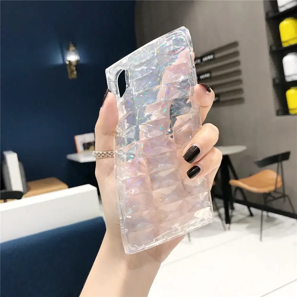 3D Laser Gradient Shockproof Silicone Phone Case For iPhone X XR XS Max 8 7 6 6S Plus Transparent Soft TPU Protection Back Cover |