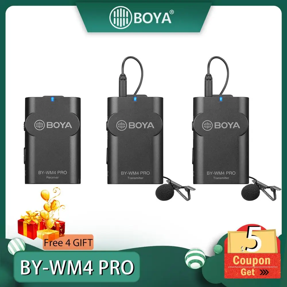 BOYA BY-WM4 Mark II BY-WM4 Pro K1/K2 беспроводной конденсаторный микрофон петличный нагрудный микрофон для интервью для камер iPhone Canon Nikon