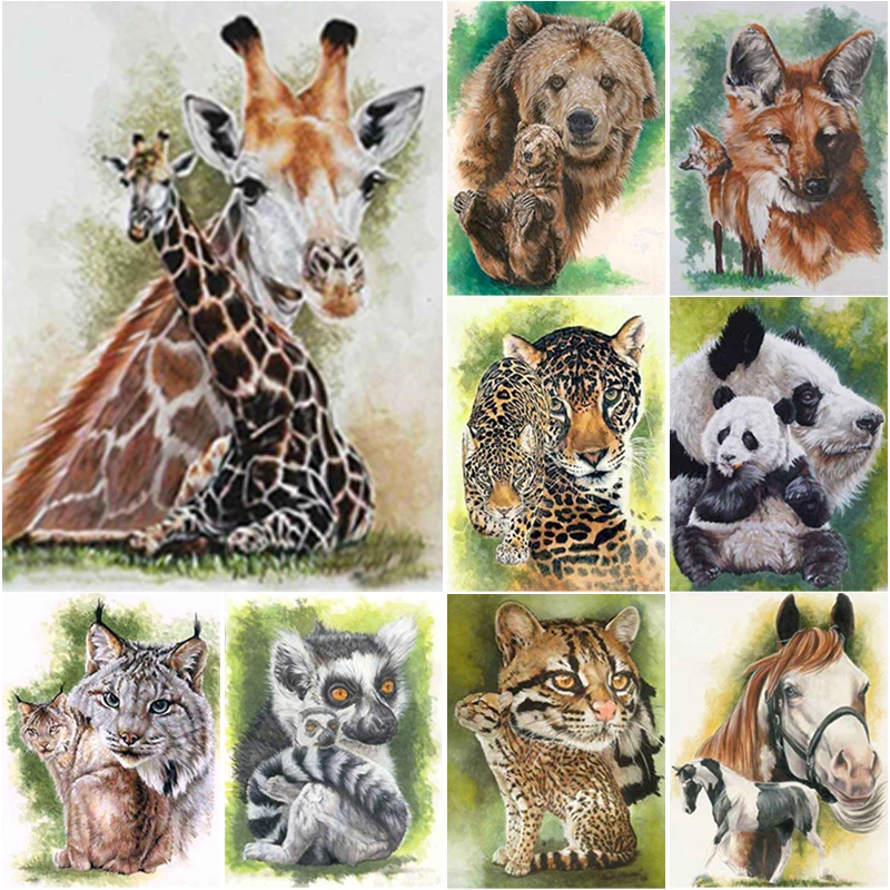 

New 5D DIY Diamond Painting Full Square Round Drill Horse Tiger Diamond Embroidery Animal Cross Stitch Home Decor Craft Art Gift