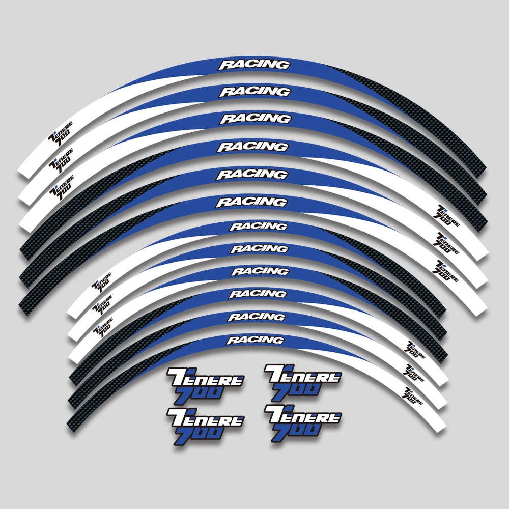 12 X Thick Edge Outer Rim Sticker Stripe Wheel Decals For YAMAHA TENERE 700 tenere700