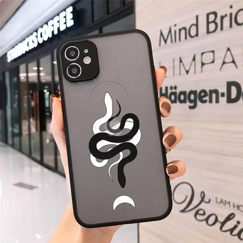 

Animal black snake Terrible horror Phone Case For iPhone 12 11 Mini Pro XR XS Max 7 8 Plus X Matte transparent cover