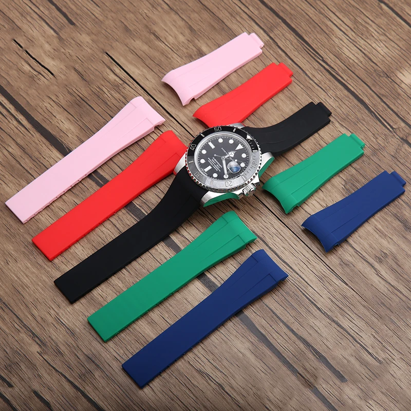 20 мм мягкий резиновый ремешок для часов ролевых водонепроницаемый спортивный