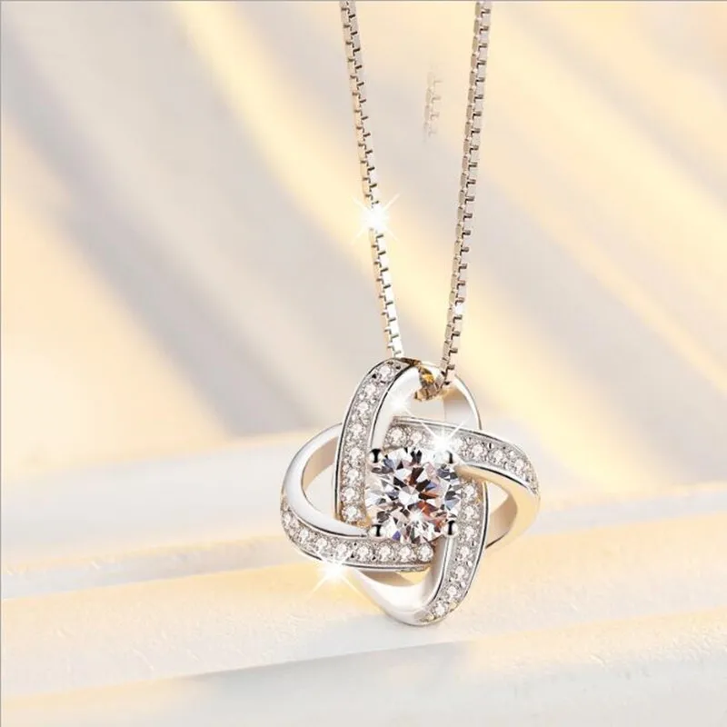

Fashion Zircon Four-leaf Clover Geometric Necklace for Women Ladies Charm Jewelry Fine Silver Color Accessories SN201
