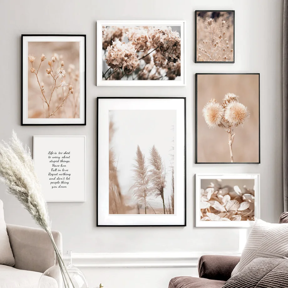 

Wall Art Canvas Painting Natural Reed Dandelion Flower Leaf Plant Quotes Room Decor Pictures Nordic Prints For Posters Aesthetic