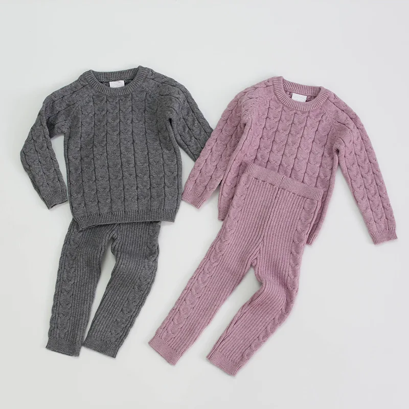

Детский костюм из двух предметов, свитер в европейском стиле для мальчиков и девочек, зима 2020, От 0 до 4 лет