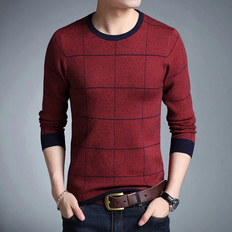 

Fall 2019 new men's knitwear fashion leisure joker render unlined upper garment to thicken the round collar men's sweaters hot