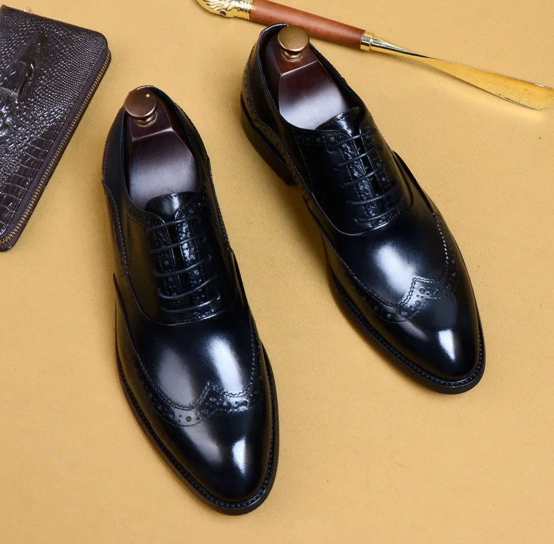 Туфли мужские классические натуральная кожа на шнуровке броги свадебная обувь