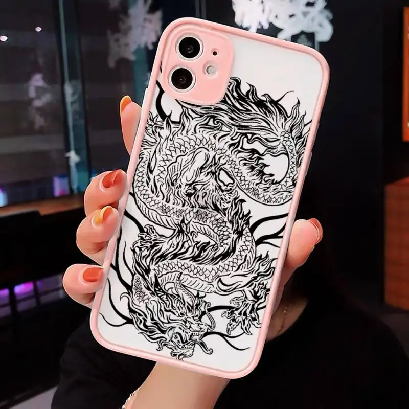 

Chinese dragon Phone Cases matte transparent For iphone 7 8 11 12 plus mini x xs xr pro max cover
